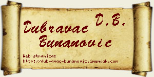Dubravac Bunanović vizit kartica